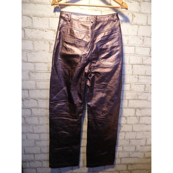 Muubaa x Free People Pewter High Waist Leather Pants 2 NEW - Picture 10 of 13